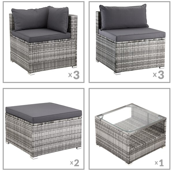 Deuba Zahradní ratanový set XXL - šedá/antracit podušky