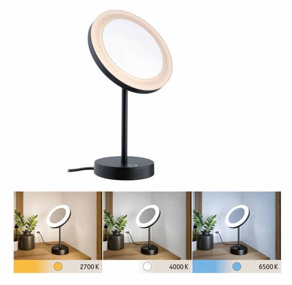 PAULMANN LED kosmetické zrcadlo Masua IP44 CCT 230V 4W černá mat stolní