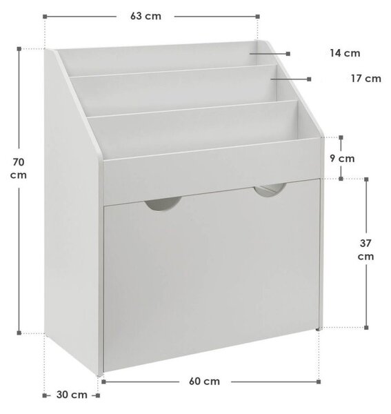 FurniGO Dětská dřevěná knihovna - bílá