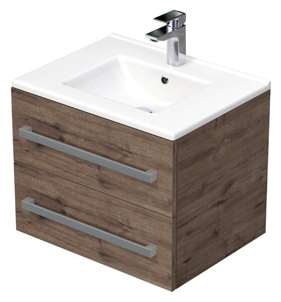 Koupelnová skříňka s umyvadlem Naturel Cube Way 60x53x46 cm dub Wellington mat CUBE46602DWMOD