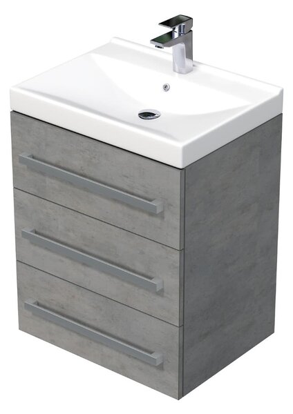 Koupelnová skříňka s umyvadlem Naturel Cube Way 60x76,5x46 cm beton mat CUBE46603BEVER