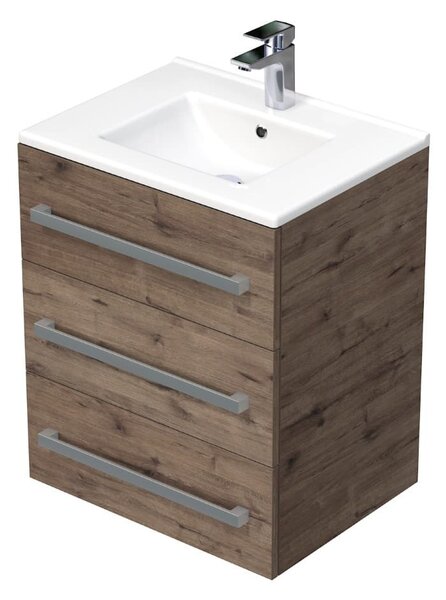 Koupelnová skříňka s umyvadlem Naturel Cube Way 60x76,5x46 cm dub Wellington mat CUBE46603DWMOD