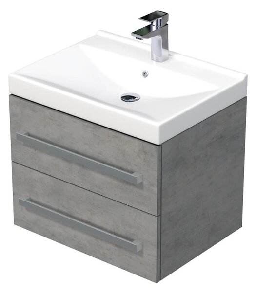 Koupelnová skříňka s umyvadlem Naturel Cube Way 60x53x46 cm beton mat CUBE46602BEVER
