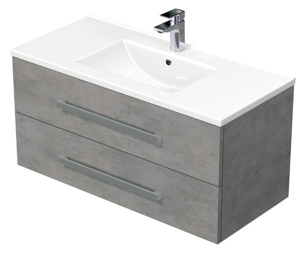 Koupelnová skříňka s umyvadlem Naturel Cube Way 100x53x46 cm beton mat CUBE461002BEMOD