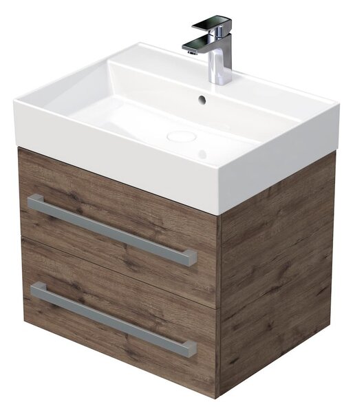 Koupelnová skříňka s umyvadlem Naturel Cube Way 60x53x46 cm dub Wellington mat CUBE46602DWSAT