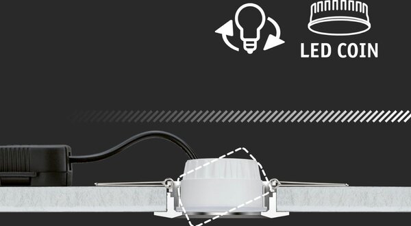 PAULMANN LED vestavné svítidlo 3-krokové-stmívatelné Cole Coin IP44 hranaté 88x88mm Coin 6W 230V stmívatelné 2700K bílá/zlatá mat
