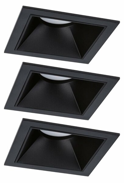 PAULMANN LED vestavné svítidlo 3-krokové-stmívatelné Cole Coin základní sada IP44 hranaté 88x88mm Coin 3x6W 230V stmívatelné 2700K černá