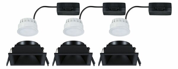 PAULMANN LED vestavné svítidlo 3-krokové-stmívatelné Cole Coin základní sada IP44 hranaté 88x88mm Coin 3x6W 230V stmívatelné 2700K černá