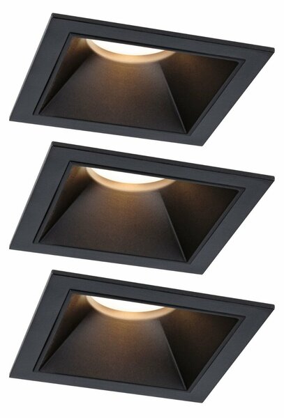 PAULMANN LED vestavné svítidlo 3-krokové-stmívatelné Cole Coin základní sada IP44 hranaté 88x88mm Coin 3x6W 230V stmívatelné 2700K černá