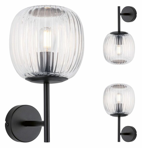 PAULMANN Selection Bathroom nástěnné svítidlo Ruya IP44 E14 230V max. 20W sklo/černá mat