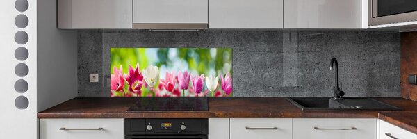 Skleněný panel do kuchynské linky Tulipány pksh-88763928