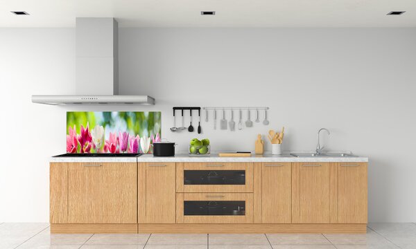Skleněný panel do kuchynské linky Tulipány pksh-88763928