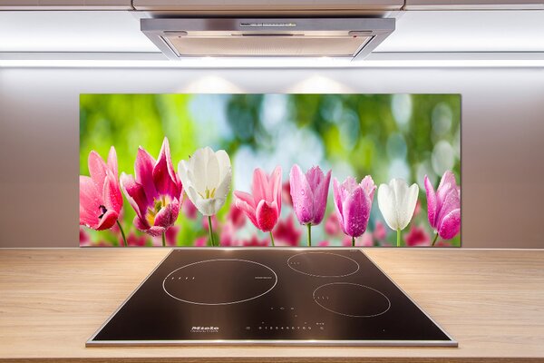 Skleněný panel do kuchynské linky Tulipány pksh-88763928