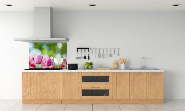 Skleněný panel do kuchynské linky Tulipány pksh-88763928