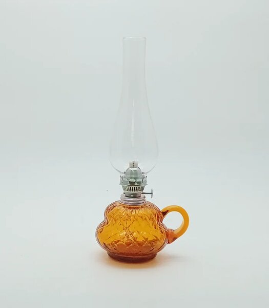 Sklárna Častolovice - Petrolejová lampa Anna - Káro - amber