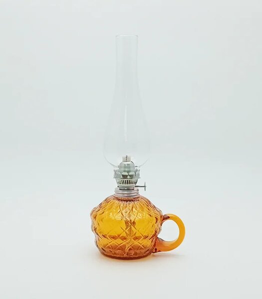 Sklárna Častolovice - Petrolejová lampa Klára - Káro - amber