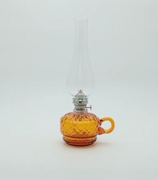 Sklárna Častolovice - Petrolejová lampa Monika - Káro - amber