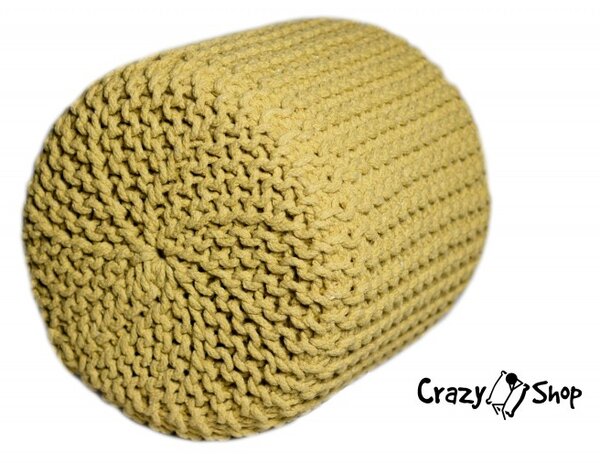 Pletený puf CRAZYSHOP CYLINDER, žlutá (ručně pletený)