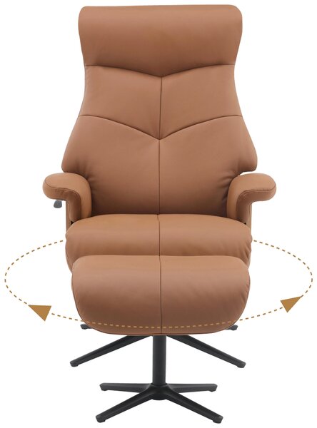 RELAXAČNÍ KŘESLO S TABURETEM, dřevo, textil, kůže, hnědá P & B - Online Only křesla & taburety, Online Only