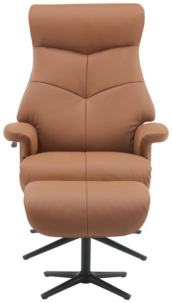 RELAXAČNÍ KŘESLO S TABURETEM, dřevo, textil, kůže, hnědá P & B - Online Only křesla & taburety, Online Only