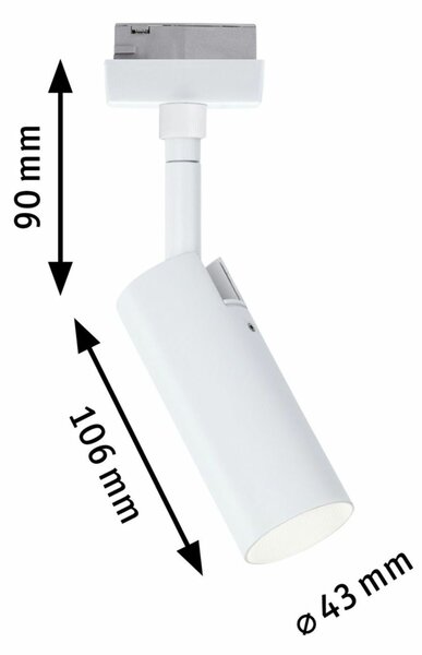 PAULMANN URail LED lištový spot 3-krokové-stmívatelné Tubo spot 4W 3000K stmívatelné 230V bílá