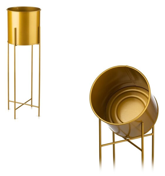 KOVOVÝ KVĚTINÁČ SE STOJÁNEM GOLDEN 75X21 CM ZLATÁ