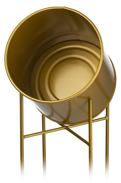 KOVOVÝ KVĚTINÁČ SE STOJÁNEM GOLDEN 95X21 CM ZLATÁ