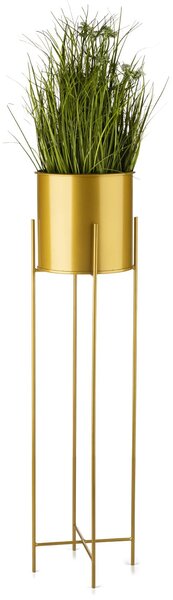 KOVOVÝ KVĚTINÁČ SE STOJÁNEM GOLDEN 95X21 CM ZLATÁ