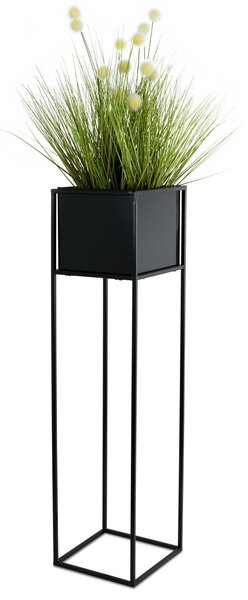 KOVOVÝ KVĚTINÁČ SE STOJÁNEM PLAIN 90X24 CM ČERNÁ