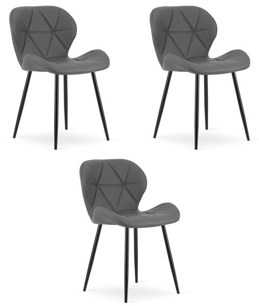 Set tří jídelních židlí MANGO šedé / černé nohy (3 ks)