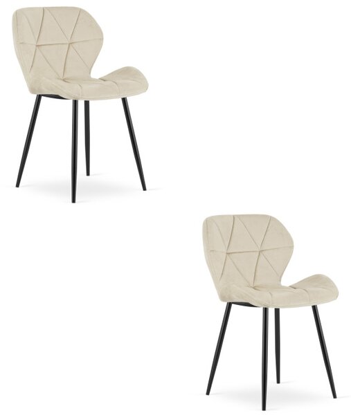 Set dvou jídelních židlí MANGO sametové světle béžové / černé nohy (2 ks)