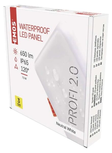 Emos lighting LED vestavné svítidlo VIXXO, čtvercové, bílé, 7,5W neutr.b., IP65 1540210820