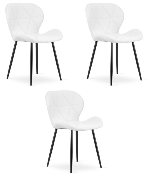 Set tří jídelních židlí MANGO bílé / černé nohy (3 ks)