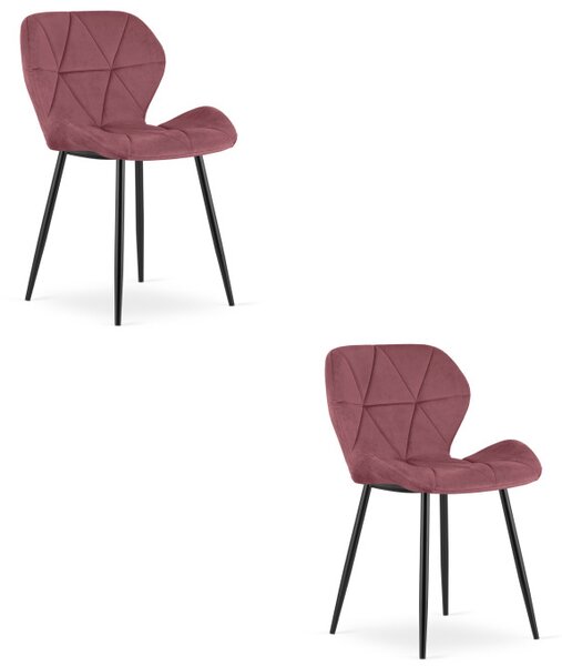 Set dvou jídelních židlí MANGO sametové tmavě růžové / černé nohy (2 ks)
