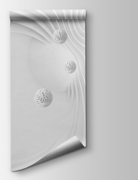 Fototapeta Bílý vířivý povrch s bílými kuličkami, 3D fototapety, Populární fototapety, w08553 - Tapeko.co.cz