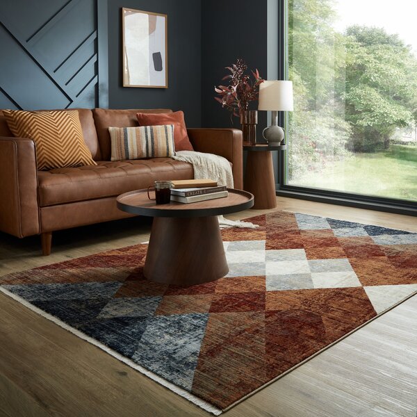 Flair Rugs, Kusový koberec Cooper Bradley Geo Red, 80x150, hnědá, ložnice