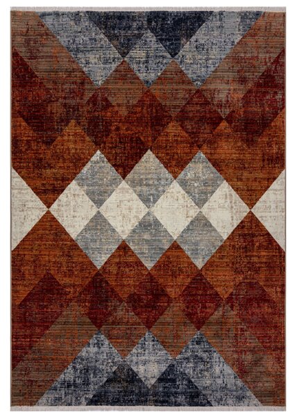 Flair Rugs, Kusový koberec Cooper Bradley Geo Red, 80x150, hnědá, ložnice