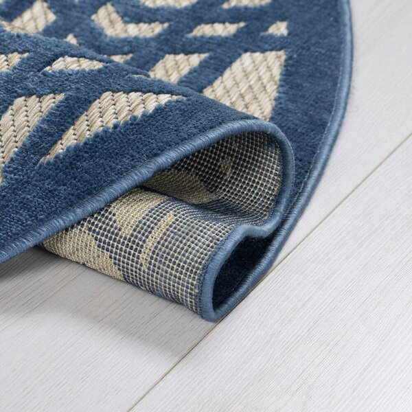Flair Rugs, Kusový koberec Piatto Oro Blue kruh – na ven i na doma, 160x160 (průměr) kruh, modrá, chodba / předsíň