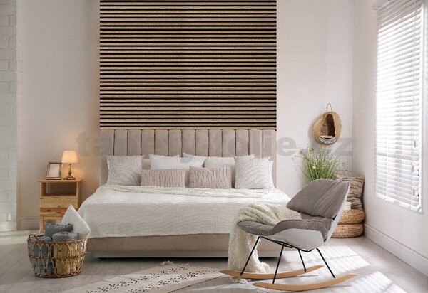 Akustické dekorační panely dub světlý 3D lamely na filcovém podkladu 270 x 40 cm