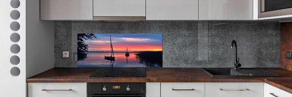 Panel lacobel Plachetnice při západu slunce pksh-89455622