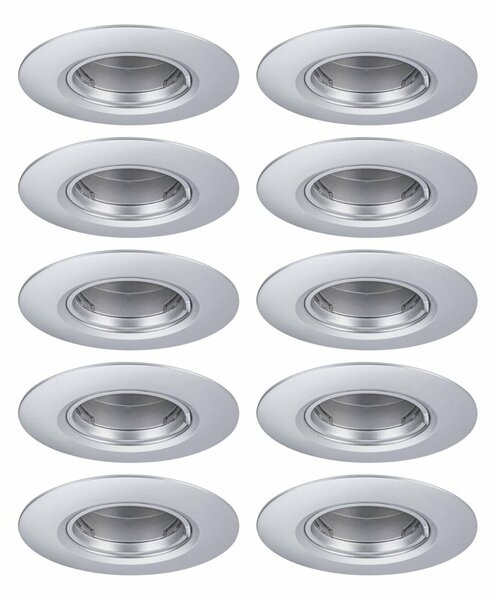 PAULMANN Vestavné svítidlo 10ks-sada nevýklopné kruhové 90mm GU10 max. 10x10W 230V matný chrom