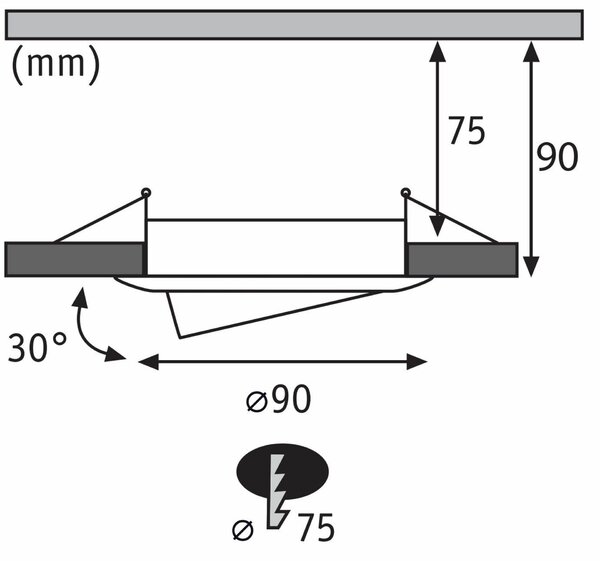 PAULMANN Vestavné svítidlo 3ks-sada výklopné kruhové 90mm 30° GU10 max. 3x10W 230V černá