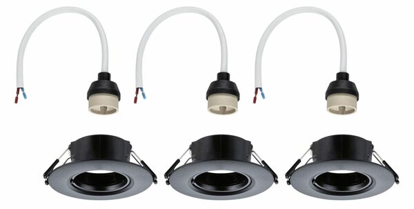 PAULMANN Vestavné svítidlo 3ks-sada nevýklopné kruhové 90mm GU10 max. 3x10W 230V černá