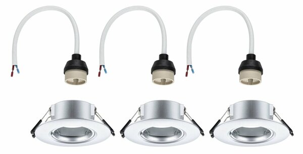 PAULMANN Vestavné svítidlo 3ks-sada nevýklopné kruhové 90mm GU10 max. 3x10W 230V matný chrom