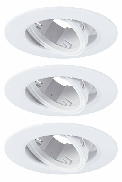 PAULMANN Vestavné svítidlo 3ks-sada výklopné kruhové 90mm 30° GU10 max. 3x10W 230V bílá