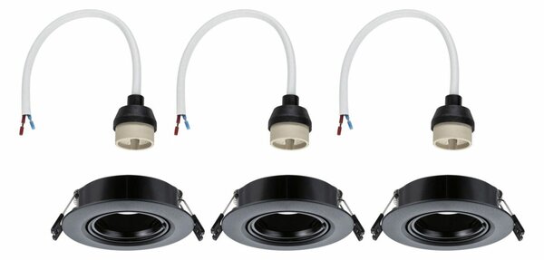 PAULMANN Vestavné svítidlo 3ks-sada výklopné kruhové 90mm 30° GU10 max. 3x10W 230V černá