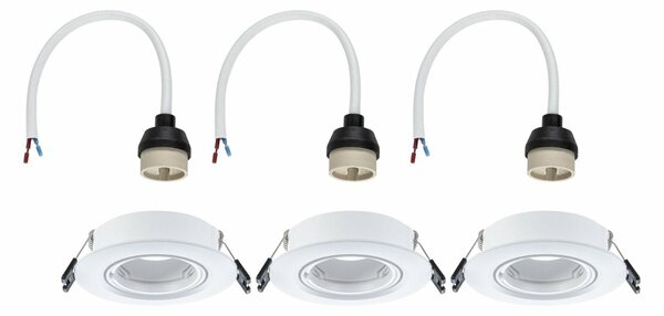 PAULMANN Vestavné svítidlo 3ks-sada výklopné kruhové 90mm 30° GU10 max. 3x10W 230V bílá