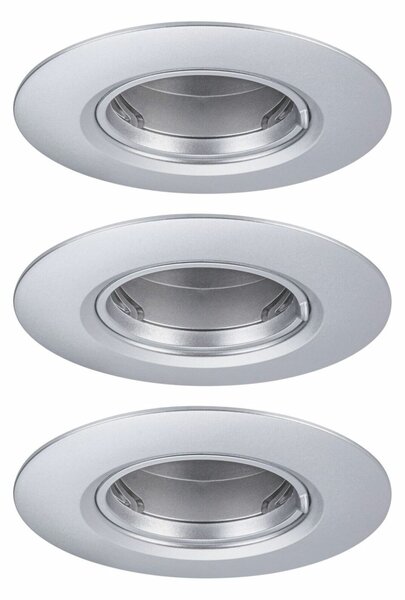 PAULMANN Vestavné svítidlo 3ks-sada nevýklopné kruhové 90mm GU10 max. 3x10W 230V matný chrom