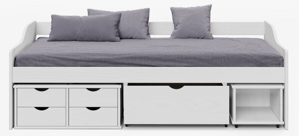 KONDELA Postel s úložným prostorem, bílá, masiv, 90x200, MAXI NEW