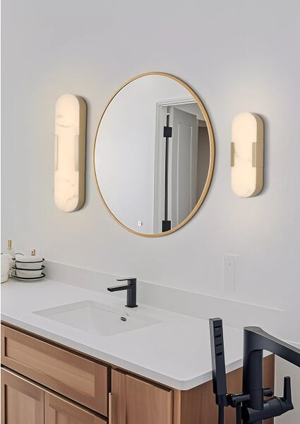 Searchlight 11138GO Nástěnné LED svítidlo OPALINE MARBLE IP44, ZLATÉ 35cm